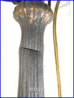 Antique Victorian Art Nouveau Cast Iron Slag Glass Lamp Base Antique Victorian Art Nouveau Cast Iron Slag Glass Lamp Base