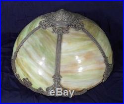 Antique Victorian Art Nouveau Slag Stained Glass Dome Top Lamp Shade