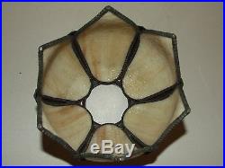 Antique Victorian Caramel Marble Slag Glass Six Panel Tulip Lamp Shade Globe