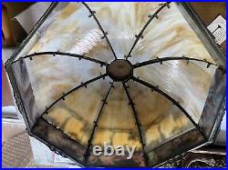 Antique Victorian Glass Large 8 Panel Slag Lamp Coming into America Liberty