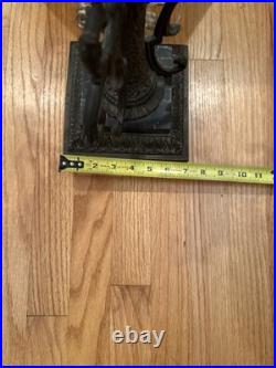Antique Victorian Gothic Slag Glass Lantern Bronze Marble Base Uranium Neck Ball