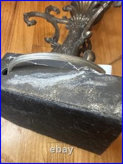 Antique Victorian Gothic Slag Glass Lantern Bronze Marble Base Uranium Neck Ball