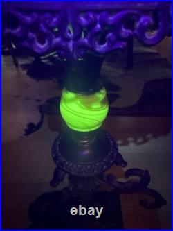Antique Victorian Gothic Slag Glass Lantern Bronze Marble Base Uranium Neck Ball