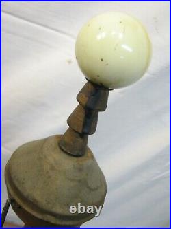 Antique Victorian Green Marble Onyx Slag Glass Table Lamp Lions Paw Feet Ornate