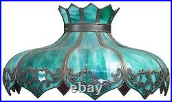 Antique Victorian Green Slag Glass Swag Light Chandelier Lamp Shade 23