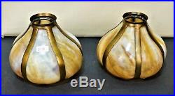 Antique Victorian Mission Arts&crafts Slag Glass Lamp Shades 1 Pair