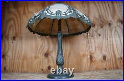 Antique Victorian Neoclassical Rainaud A&R Co Slag Glass Cast Iron Lamp 23