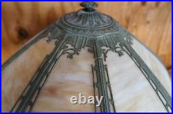 Antique Victorian Neoclassical Rainaud A&R Co Slag Glass Cast Iron Lamp 23