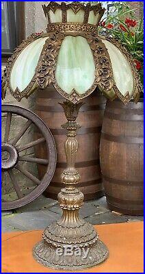 Antique Victorian Slag Glass Lamp