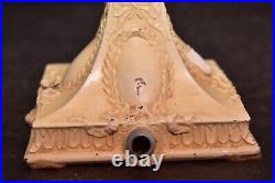 Antique Victorian Slag Glass Shade Table Lamp Cast Iron Original Boudoir no cord