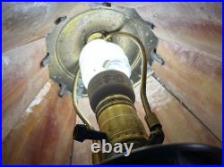 Antique Victorian Slag Glass Table Lamp with Night Light 17 Heavy Spelter Metal