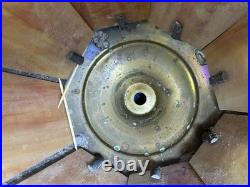 Antique Victorian Slag Glass Table Lamp with Night Light 17 Heavy Spelter Metal