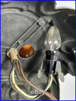 Antique Victorian Slag Glass Table Lamp with Night Light 17 Heavy Spelter Metal