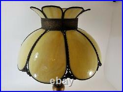 Antique Victorian Tulip Lamp Leaded Stained Swirled Slag Glass Bent Curved 25