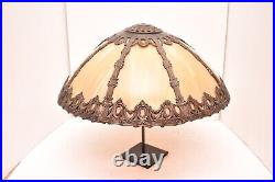 Antique Vintage 8 Panel Stained Slag Glass Lamp Light Shade Victorian 17.5X 8