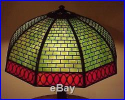 Antique Vintage Arts & Crafts Handel Leaded Slag Glass Overlay Panel Lamp NR