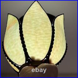 Antique Vintage Brass Slag Glass Tulip Lamp Lighting Shade