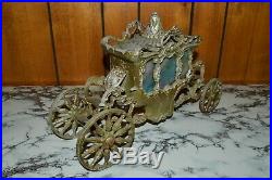 Antique Vintage CORONATION CARRIAGE LAMP with Stained Slag Glass (Art Deco Era)