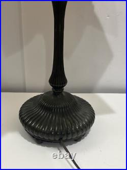 Antique Vintage CURVED SLAG GLASS, Brown Flower Shaped LAMP Working