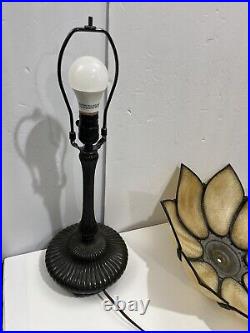 Antique Vintage CURVED SLAG GLASS, Brown Flower Shaped LAMP Working