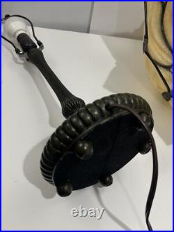 Antique Vintage CURVED SLAG GLASS, Brown Flower Shaped LAMP Working