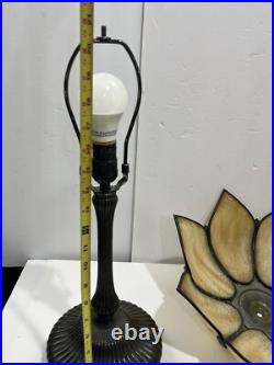 Antique Vintage CURVED SLAG GLASS, Brown Flower Shaped LAMP Working
