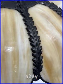 Antique Vintage CURVED SLAG GLASS, Brown Flower Shaped LAMP Working Antique Vintage CURVED SLAG GLASS, Brown Flower Shaped LAMP Working