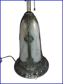 Antique Vintage Curved Slag Glass Lamp Base No Shade Needs New Cord