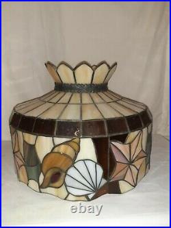 Antique Vintage Large Seashell Slag Stained Glass Lamp Shade