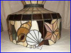 Antique Vintage Large Seashell Slag Stained Glass Lamp Shade