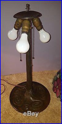 Antique Vintage Leaded Slag Stained Glass Suess Handel Duffner Tiffany Era Lamp