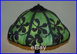 Antique Vintage Leaded Stained Slag Glass Arts & Crafts Bradley & Hubbard Lamp