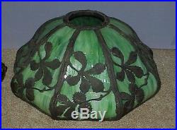 Antique Vintage Leaded Stained Slag Glass Arts & Crafts Bradley & Hubbard Lamp