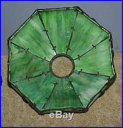 Antique Vintage Leaded Stained Slag Glass Arts & Crafts Bradley & Hubbard Lamp