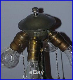 Antique Vintage Leaded Stained Slag Glass Arts & Crafts Bradley & Hubbard Lamp