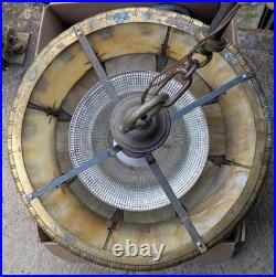 Antique Vintage Old Brass Stained Slag Glass Hanging Ceiling Light Lamp Fixture Antique Vintage Old Brass Stained Slag Glass Hanging Ceiling Light Lamp Fixture