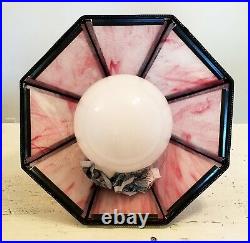 Antique Vintage Pink Slag Glass Pendant Light Fixture Lamp Chandelier