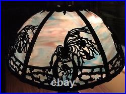 Antique Vintage Slag Glass Art Nouveau / Deco Lamp Bradley Hubbard Handel Era