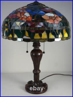 Antique Vintage Slag Glass Victorian Lamp Tiffany Glass Style Lamp