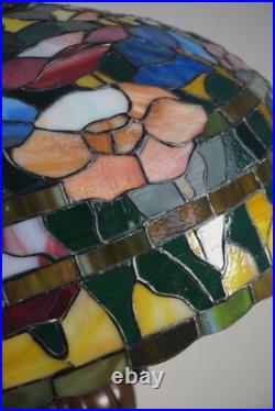 Antique Vintage Slag Glass Victorian Lamp Tiffany Glass Style Lamp