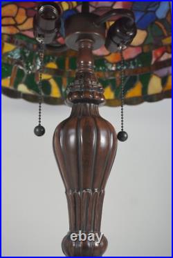 Antique Vintage Slag Glass Victorian Lamp Tiffany Glass Style Lamp