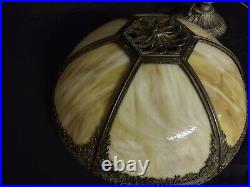 Antique Vintage Slag Glass Victorian Lamp Tiffany Glass Style Lamp