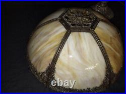 Antique Vintage Slag Glass Victorian Lamp Tiffany Glass Style Lamp