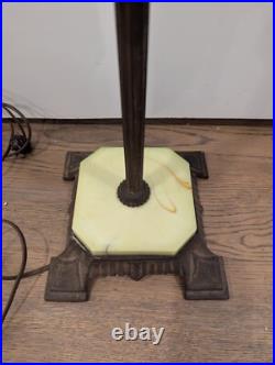 Antique Vtg Art Deco Bridge Floor Lamp Uranium Slag 1920s 57 Inches