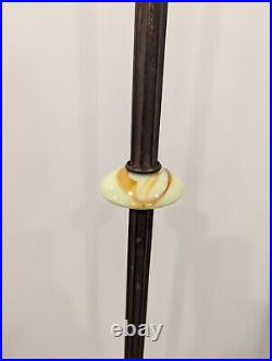 Antique Vtg Art Deco Bridge Floor Lamp Uranium Slag 1920s 57 Inches