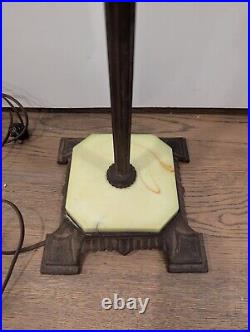Antique Vtg Art Deco Bridge Floor Lamp Uranium Vaseline Glass 1920s 58 Inches