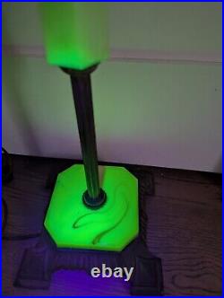Antique Vtg Art Deco Bridge Floor Lamp Uranium Vaseline Glass 1920s 58 Inches
