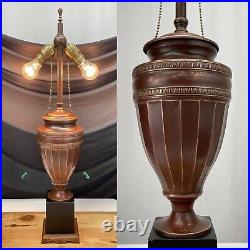 Antique Vtg Arts Crafts Deco Table Desk Lamp COPPER For Slag Stained Glass Shade