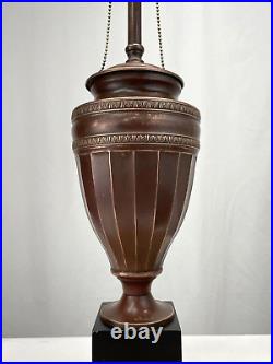 Antique Vtg Arts Crafts Deco Table Desk Lamp COPPER For Slag Stained Glass Shade