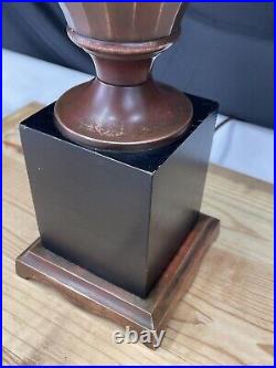 Antique Vtg Arts Crafts Deco Table Desk Lamp COPPER For Slag Stained Glass Shade